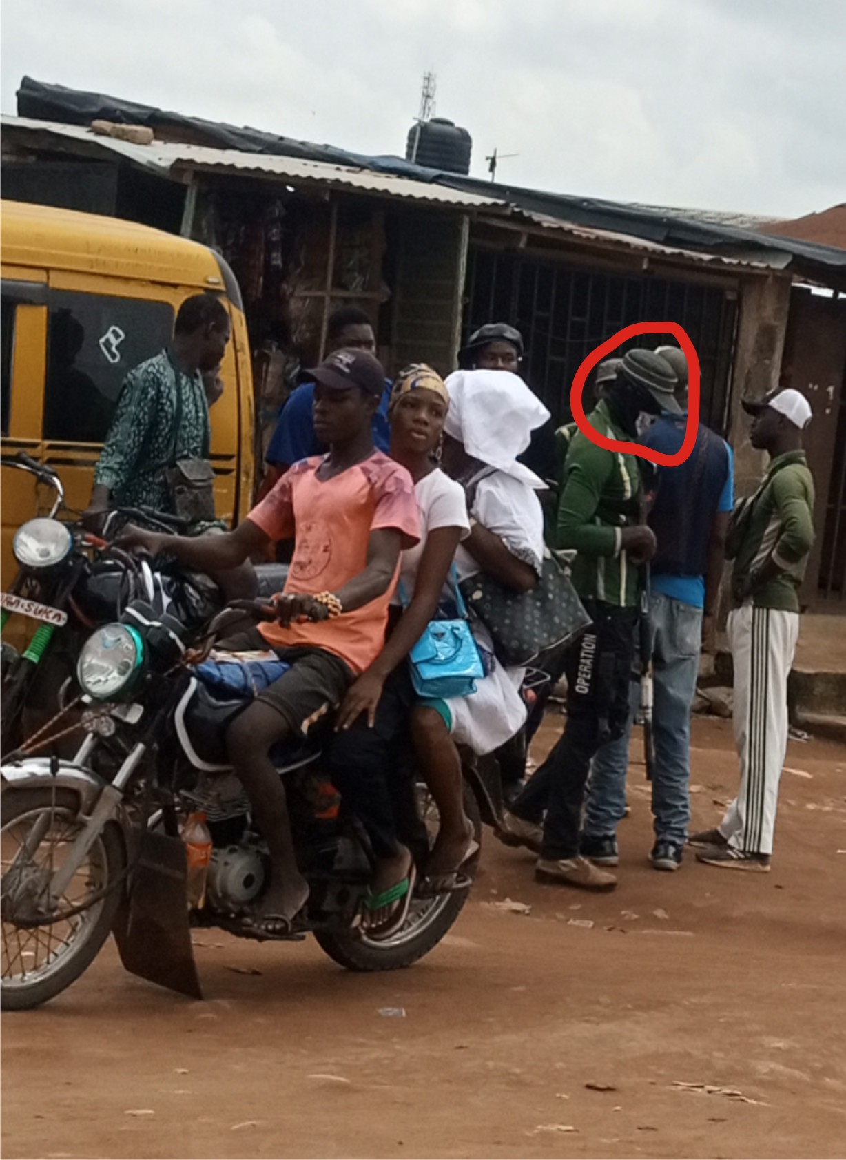 SO-SAFE Corps Officer With a Face Covering at a road Block Mounted at Last Bus-Stop, Itoki, Ijoko, Ogun State